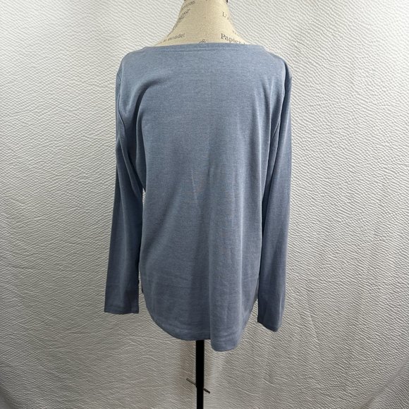 Croft & Barrow Classic Tee L/S Graphic Love & Light Hanukkah Top Blue Sz L - Picture 4 of 5
